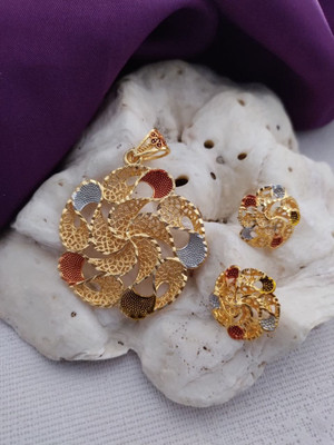Univers Fashion Trends Gold-plated Agate Brass Locket Set