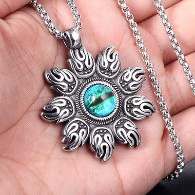 Lila Fashion Jewellery Punk Pendant Jewelry Devil Eye Flame Sun Pendant Necklace Stainless Steel Pendant Set
