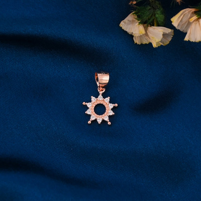 Shubhamkriti Jewels Elegant Rose Gold Sunburst Rhodium Silver Pendant