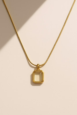 Beline Beline anti tarnish titanium stainless steel square pendent necklace for women Gold-plated Beryl Stainless Steel Pendant Set