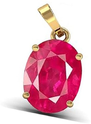 MARATNA 7.25 Ratti Created Ruby Manik Stone Locket/Pendant For Men And Women Ruby Brass