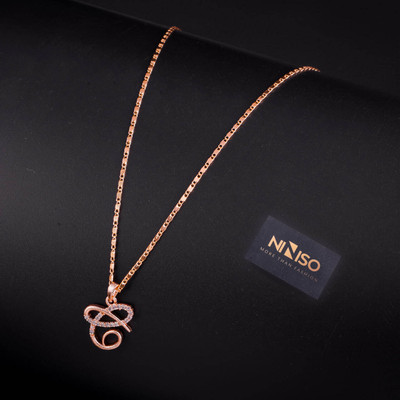 NINISO Alphabet Letter C Rhodium Cubic Zirconia Alloy Locket Set