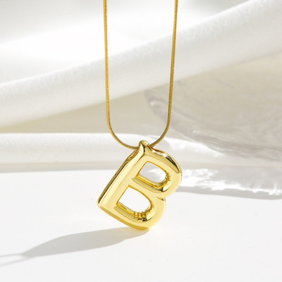 Divastri Alphabet B pendant for women anti tarnish necklace chain locket korean initial Gold-plated Cubic Zirconia, Zircon, Crystal, Diamond Alloy, Metal, Stainless Steel, Brass, Stone Pendant