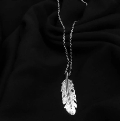 Astrootalk Silver Leaf Plume Pankh Tail Charm Locket Pendant Sterling Silver Stainless Steel Pendant