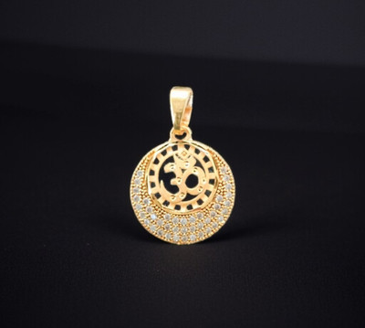 DIVS FASHION Om pendant with round diamonds design Gold-plated Brass Pendant Set