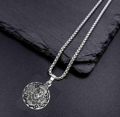 syrma Lord Hanuman Pendant/Locket for Men and Women, Sanatan Hanuman Locket Silver Stainless Steel Pendant