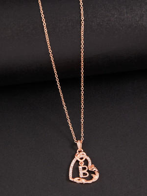 BOGHRA SALES B Letter Diamond Pendant Chain For Women,Girls Rhodium Diamond Alloy Pendant