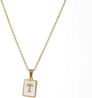 HeyBae Anti Stainless Steel T Alphabet Pendant and Chain for Women & Men Stainless Steel Pendant Set