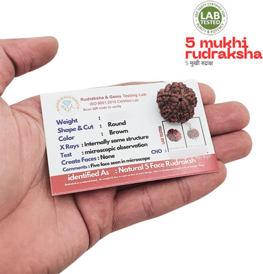 Astro Gayan 5 Mukhi Rudraksha Five face Panchmukhi Rudraksha Nepali with Lab Certificate Beads Wood Pendant