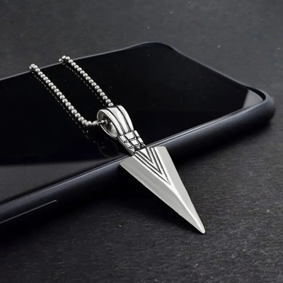 Floky High Polished The Silver Arrow Pendant for Men and Boys Stylish Biker/Party Wear Silver Stainless Steel Locket Set