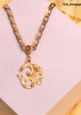 RKB SALES om shape Pendant With Chain Gold Plated For Mens And Boys Gold-plated Alloy Pendant Set