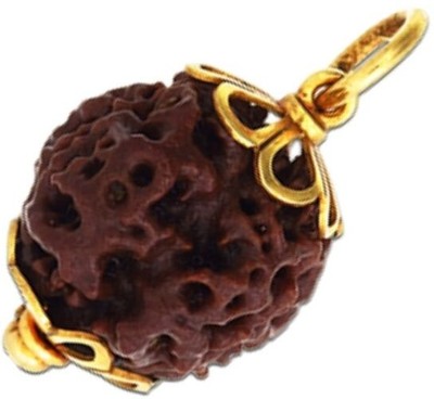 JangraBro 5 Mukhi Certified Original Pure Siddha Rudraksha Form Nepal For Men & Women Gold-plated Beads Wood Pendant