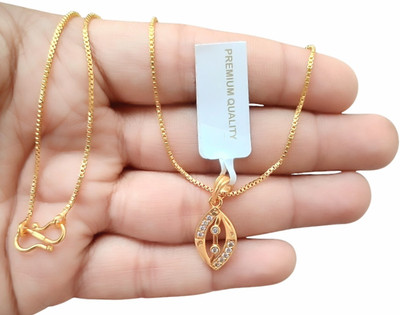 SAPNAPALACE STYLISH DESIGNER SHAPED PENDANT WITH BOX CHAIN Gold-plated Brass Pendant