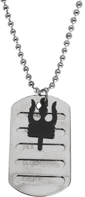 Sullery Lord Shiv Trishul Mahakal Milatry Name Tag Locket Pendant Necklace Sterling Silver Stainless Steel Pendant