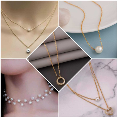 ELCETRATD JEWELLERY glossy pendant locket set for girls Gold-plated Cubic Zirconia Alloy Locket Set