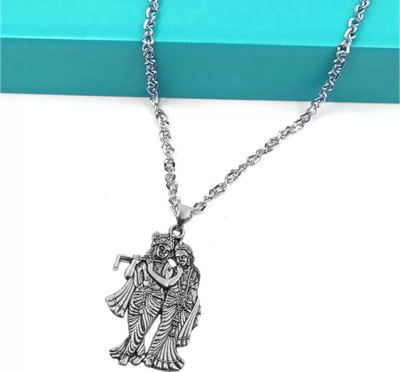 Deary Radha Krishna Locket (Silver1) Silver Alloy Locket Set