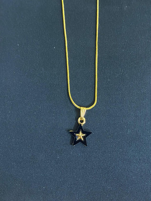 pompeo Gold-Plated Star Pendant with Black Enamel and Chain Metal Pendant