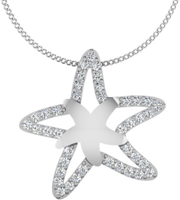 Iski Uski Store Shining Star Silver Pendant Platinum Swarovski Zirconia Sterling Silver Pendant