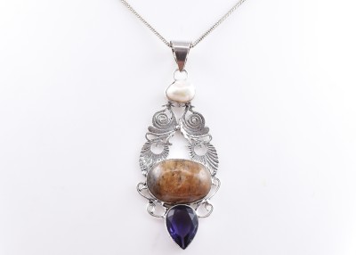 AAR Jewels Handmade Pendant Necklace Sterling Silver Amethyst Metal Pendant