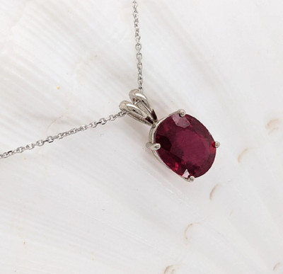 Ceylonmine01 Pendant for Women Elegant Classic Mimic Ruby Ideal for Party & Festive Looks Silver Ruby Stone Pendant