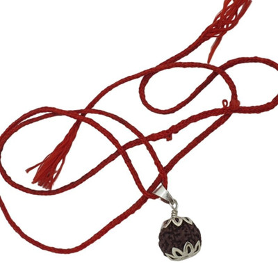Fine Creation Original 7 Mukhi Rudraksha Seven Face Rudraksha Metal Cap Nepali Bead Silver Wood Locket