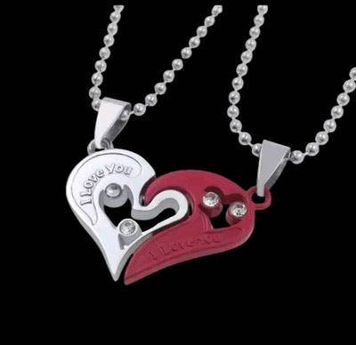 Astrootalk DUAL COUPLE LOCKET/DIL NAG LOCKET(WOMAN & MAN) Silver Stainless Steel Pendant Silver Stainless Steel Pendant