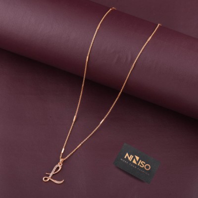 NINISO Alphabet Letter L Rhodium Cubic Zirconia Alloy Pendant Set