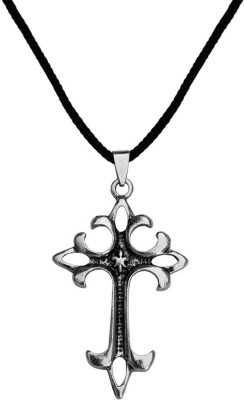 M Men Style Lord Jesus Crusifix Cross With Cotton Dori Pendant Necklace Chain Rhodium Stainless Steel Pendant