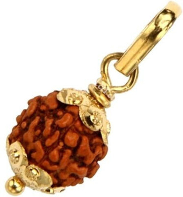 Rudra gems Jewellery Unique & Effective Seven Mukhi Rudraksha 7 Faced Rudraksha For Men & Women Gold-plated Wood Pendant