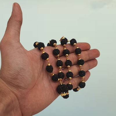 Guruji Imitation Company Natural Panchmukhi Rudraksha Mala Gold-plated Beads Brass, Alloy Pendant Set