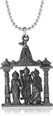 morir Brass Antique Silver Ram Mandir Design Shri Rama Durbar Pendant Rhodium Brass Pendant