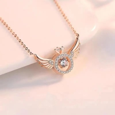 Maatrachaaya Piyush Enterprises Stylish Rose Gold Plated Angel Wings Pendant Copper, Gold-plated Cubic Zirconia Brass, Copper Pendant