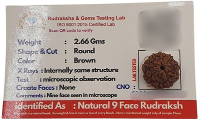 Dayalu Store 9 Mukhi Lab Certified Original & Natural Java Indonesian Unisex Rudraksha Beads Wood Locket Set