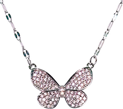 RVM Jewels Rhinestone Crystal Pendant Silver Plated Stylish Necklace Crystal