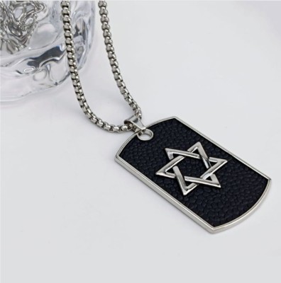 Ruhi Collection Hexagram Star Pendant Necklace Silver Alloy, Stainless Steel Pendant Set