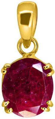 Gemzonite Ruby Pendant with Natural Manik Stone Astrological & Lab Certified Gold-plated Ruby Brass Pendant