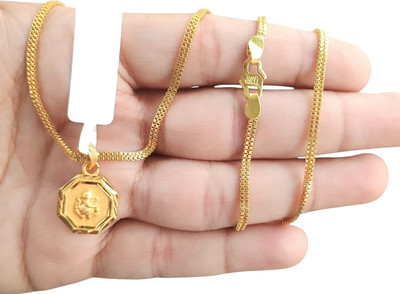 SAPNAPALACE GANPATI JI MINI DESIGNER PENDANT WITH 2 LINE CHAIN 24INCH Gold-plated Brass Pendant Set