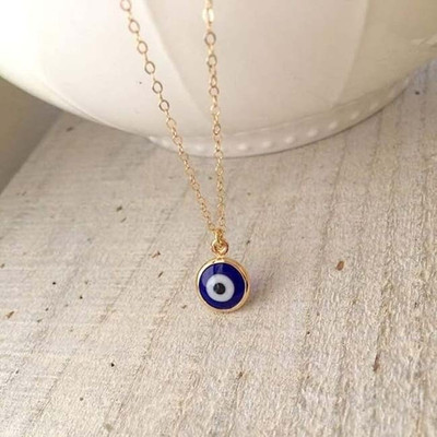 zebisco Gold Evil Eye Necklace – Dainty Protection Amulet Pendant Silver Stainless Steel, Steel, Sterling Silver Locket