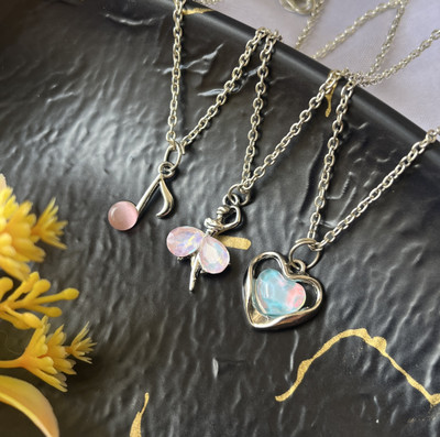 Sonisirani Set Of 3 Classy Trendy Aesthetic Silver Charm Pendant Necklace Silver Alloy Pendant