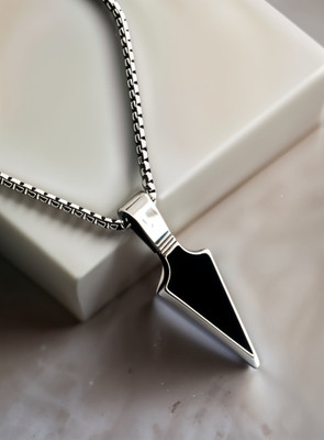 KURMASHOP Pendant Stainless Steel Necklace with Box Chain Sterling Silver Stainless Steel Pendant Set