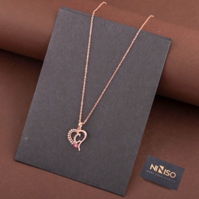 NINISO Heart Shape Alphabet Letter C Rhodium Cubic Zirconia Alloy Locket Set