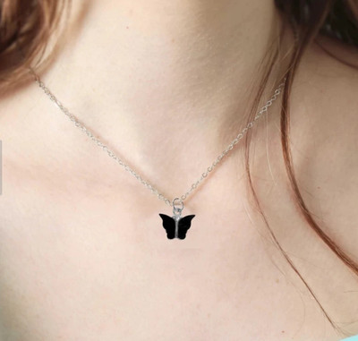 RICKY COLLECTION Butterfly Pendant Locket Sterling Silver Stainless Steel Pendant Set