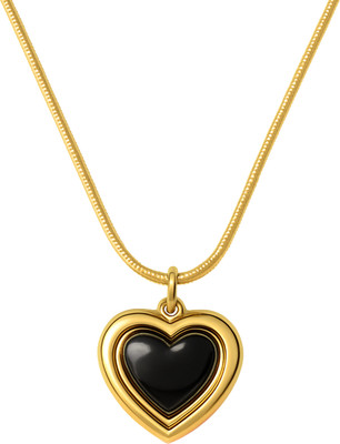 FOGGMART Heart Pendant Necklace for Women & Girls, Adjustable, Rust-Free, Lobster Clasp Gold-plated Stainless Steel, Metal Pendant Set