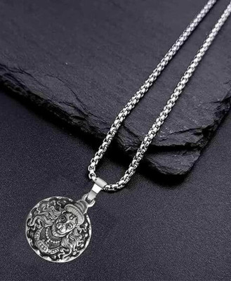 Teeragaj Bajrang Bali Hanuman Ji Pendant Silver Chain For Men With Box Chain Rhodium HN1 Sterling Silver Stainless Steel, Sterling Silver Locket Set