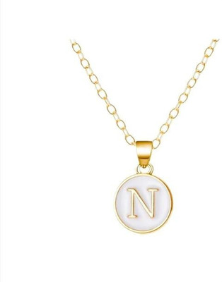 Thegiftsquare Jewelry Shell A-Z Name Letter pendant Locket Chain For Women And Girls Gold-plated Brass Locket Set