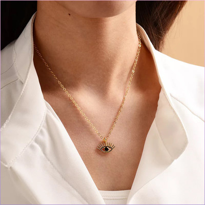 JDENTERPRISES Single Layered Black Evil Eye Pendant Necklace For Girls And Women Gold-plated Plated Alloy Necklace