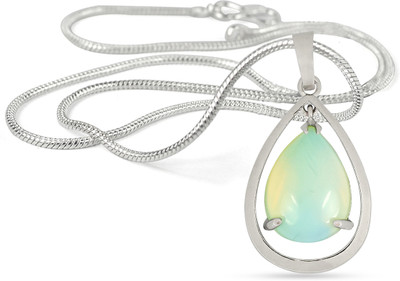 REIKI CRYSTAL PRODUCTS Natural Opalite Crystal Stone Drop Shape Pendant /Locket, Chain For Unisex Crystal Pendant