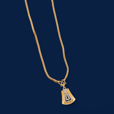 VR Fashion HUB American Diamond Gold Plated Pendant with chain For Women and Girls Gold-plated Diamond Copper Locket