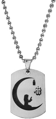 M Men Style Islamic Crescent Moon Allah Prayer Pendant Necklace Chain Sterling Silver Stainless Steel Pendant