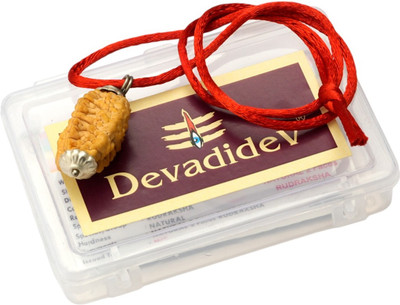 Devadidev 2 Mukhi Rudraksha 2 Face Rudraksh Pendant Silver Coated With Lab Certificate Wood Pendant
